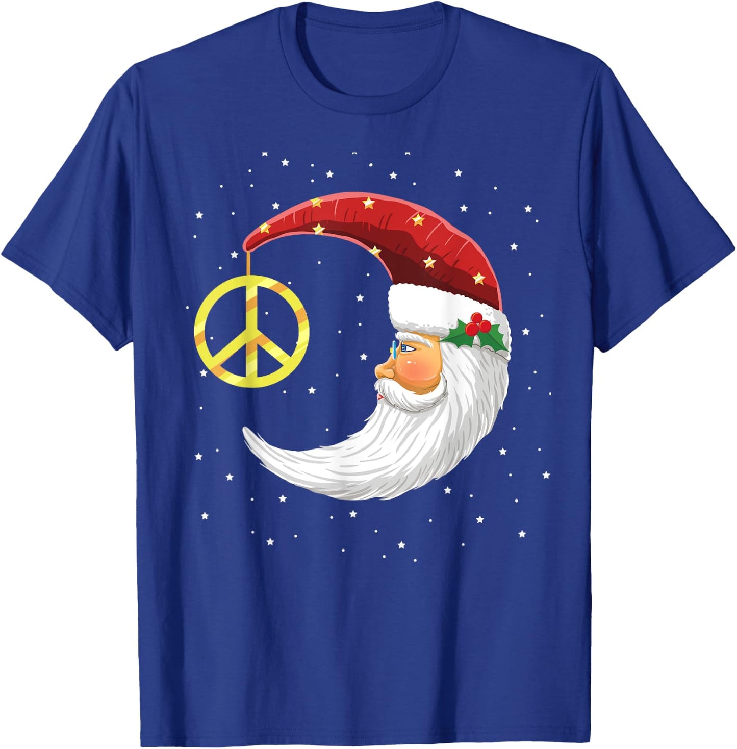 Santa Clause Moon And Star Peace Sign Christmas Dream T-Shirt - T-Shirt | Royal