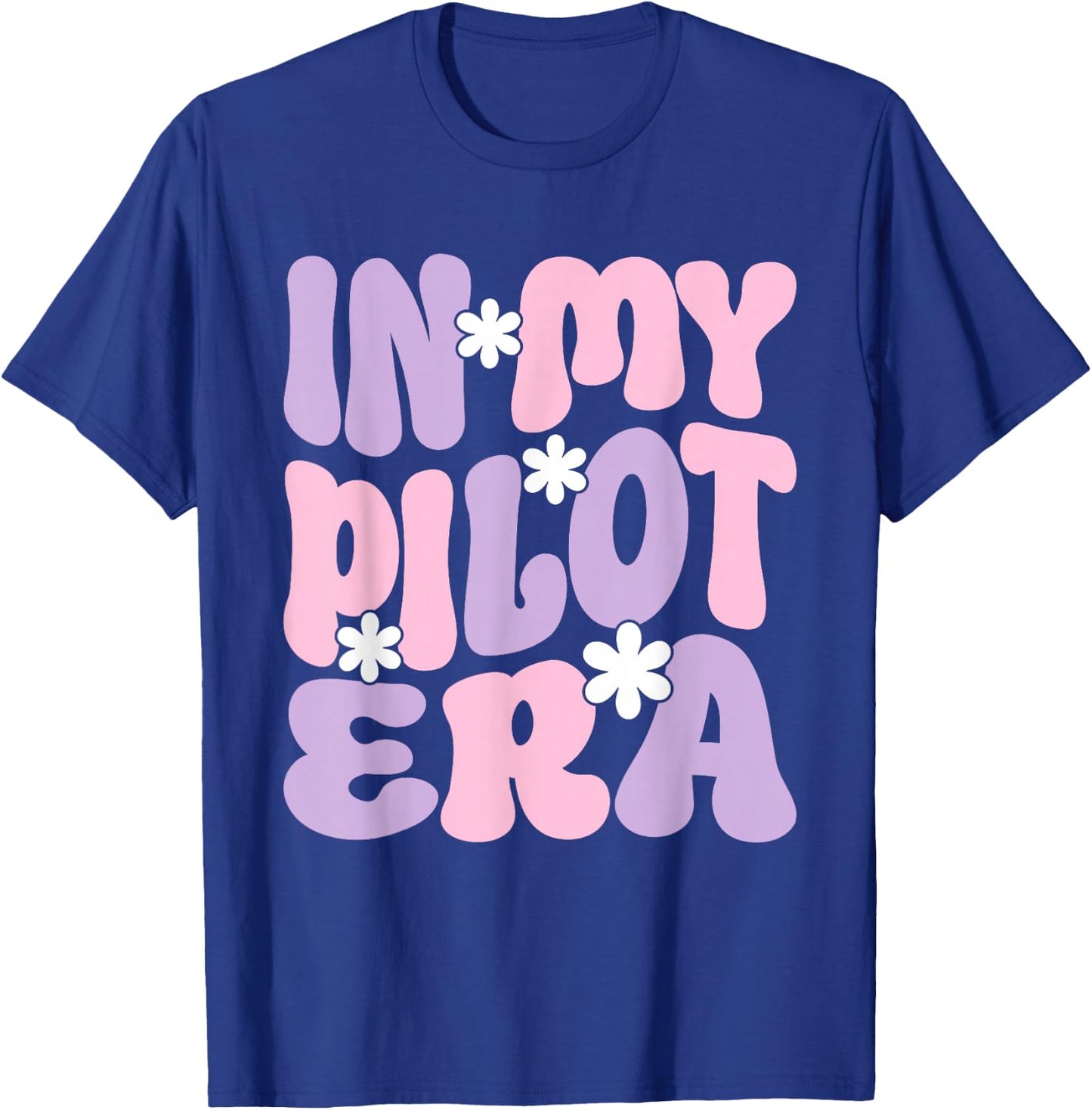 In My Pilot Era Female Pilot Airplanes Aviation Groovy T-Shirt - T-Shirt | Royal