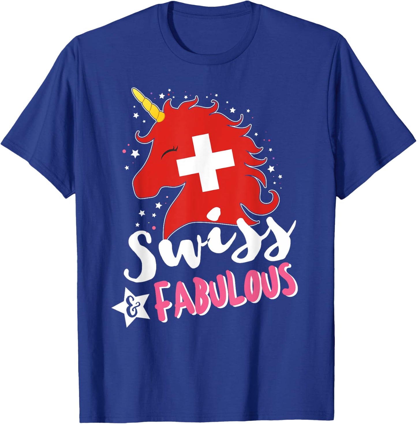 Swiss Unicorn Switzerland Flag T-Shirt - T-Shirt | Royal