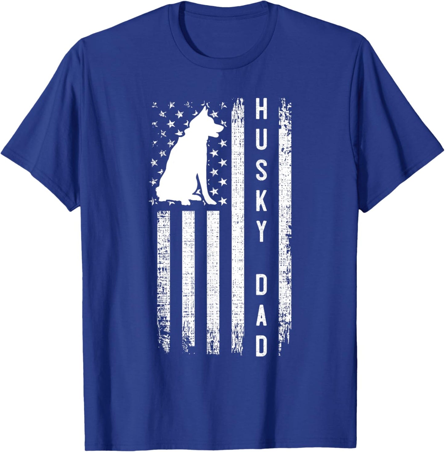 Siberian Husky Dog Breed American Flag Husky Lover Dog Dad T-Shirt - T-Shirt | Royal