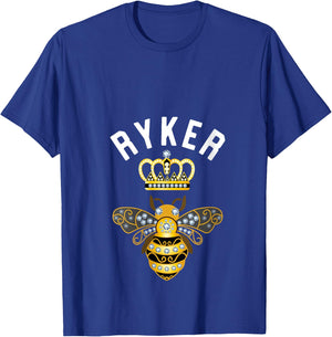 Ryker Name Ryker Birthday Gifts Queen Crown Bee Ryker V-Neck T-Shirt - T-Shirt | Royal