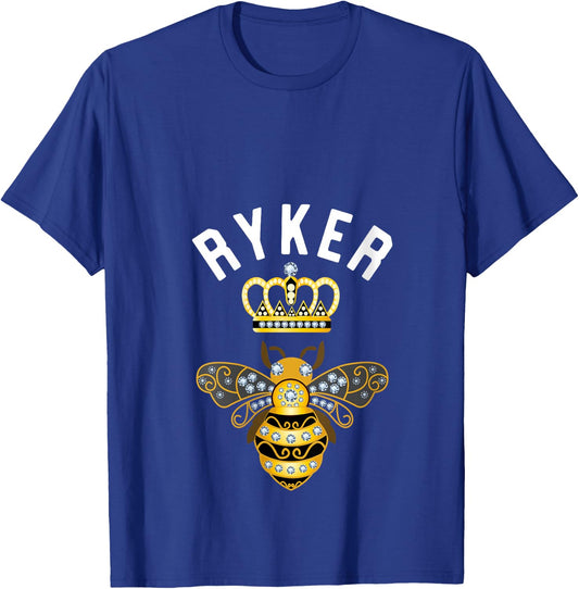 Ryker Name Ryker Birthday Gifts Queen Crown Bee Ryker V-Neck T-Shirt - T-Shirt | Royal