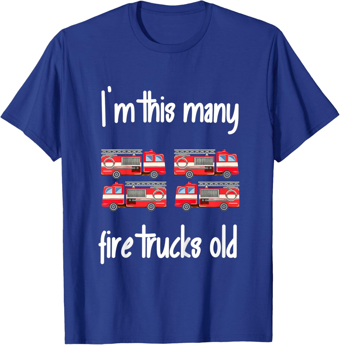 Kids Fire Truck Birthday 4 Years Old 4th Birthday Firefighter T-Shirt - T-Shirt | Royal