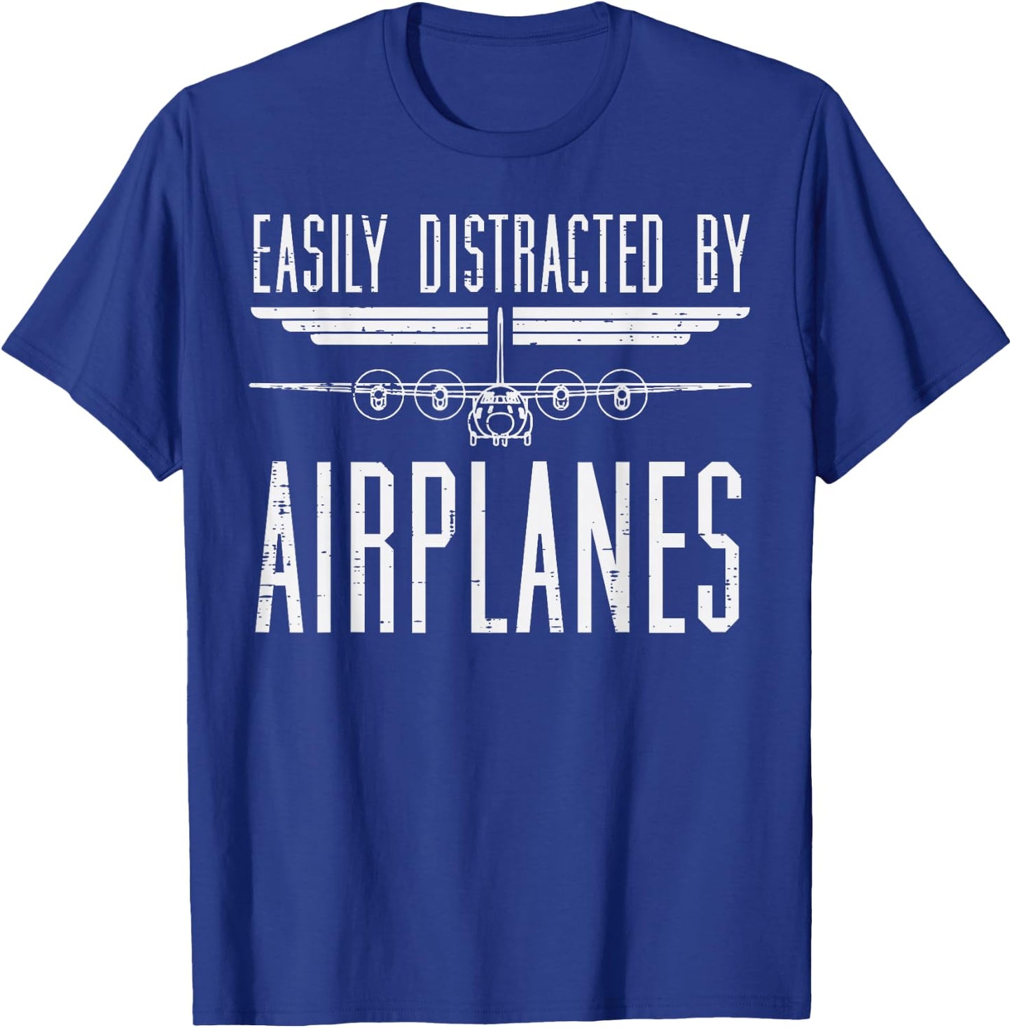 Easily Distracted Airplanes Aircraft Mechanic Aviation Pilot T-Shirt - T-Shirt | Royal
