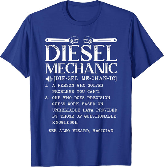 Diesel Mechanic Definition Automobile Vehicle Auto Wrench T-Shirt - T-Shirt | Royal