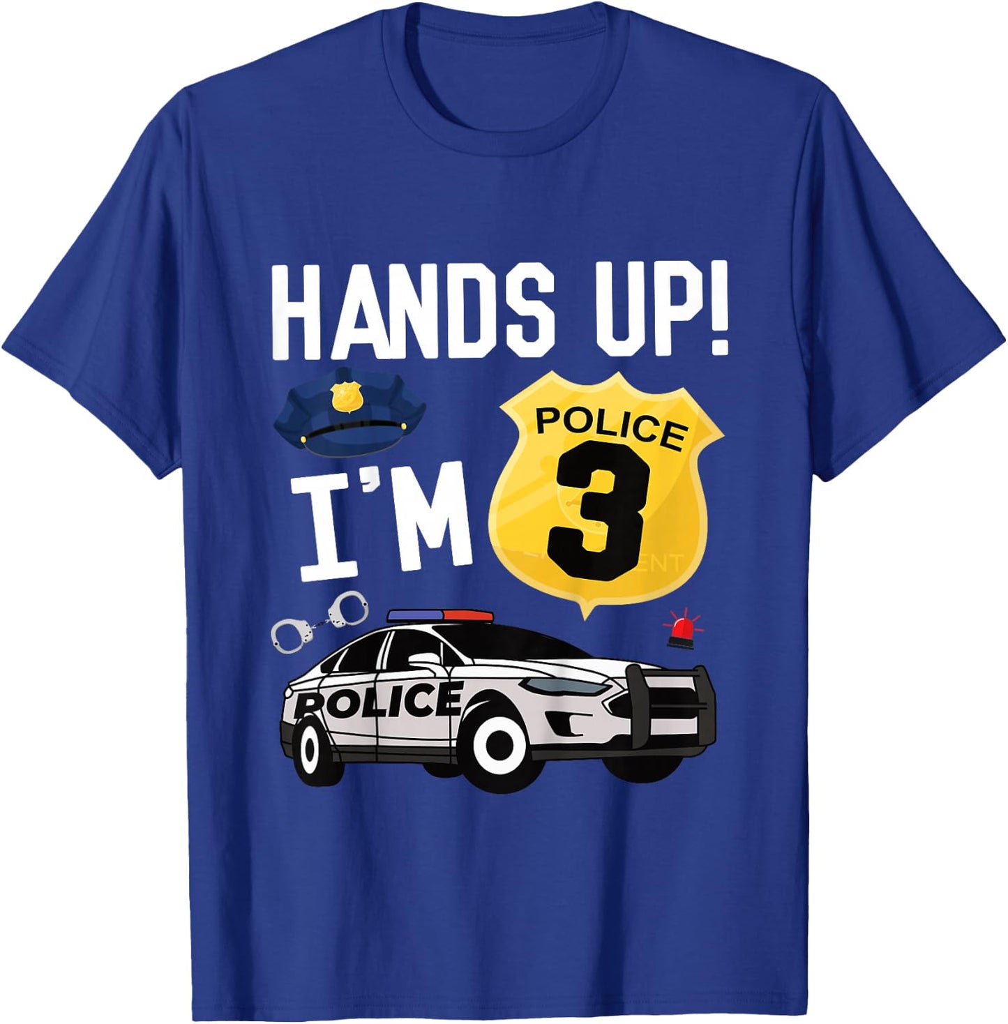 Kids 3rd Birthday Policeman Boy Three Year Old Police Officer T-Shirt - T-Shirt | Royal