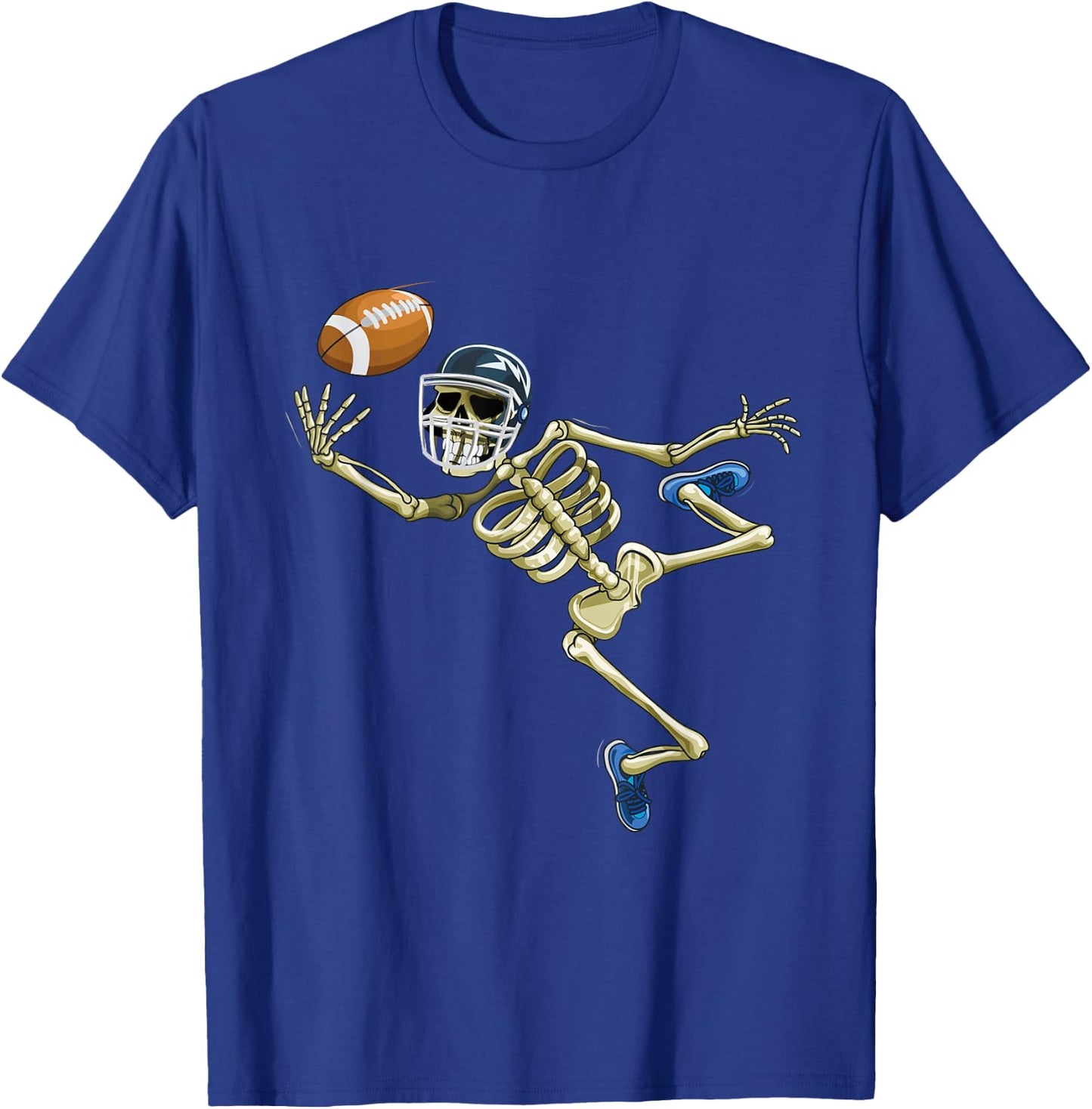 American Football Skeleton Halloween Men Boys Football Fan T-Shirt - T-Shirt | Royal