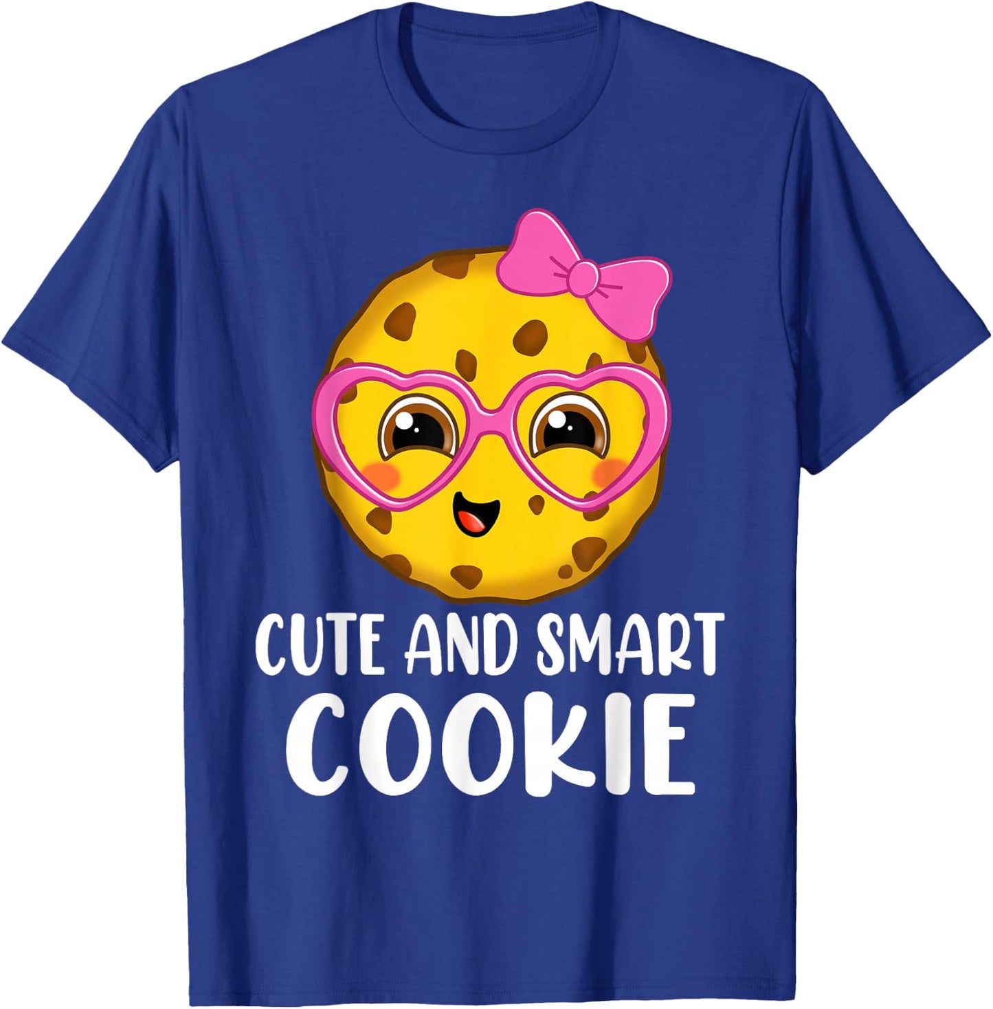 Cute and Smart Cute Kawaii Cookie heart glasses and pink bow T-Shirt - T-Shirt | Royal