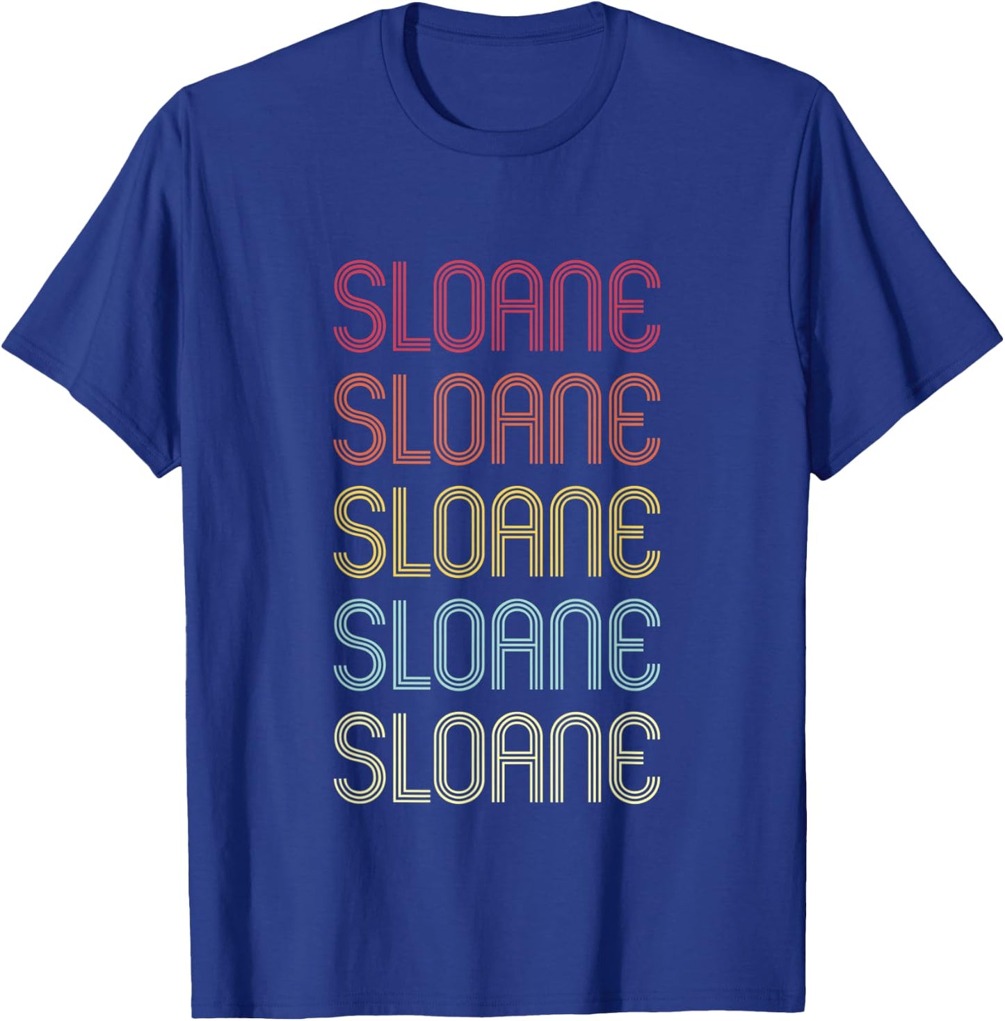 Sloane Retro Wordmark Pattern Vintage Personalized 70s T-Shirt - T-Shirt | Royal