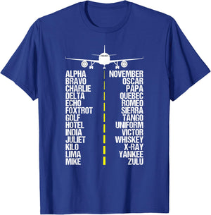Aviation Phonetic Alphabet Code Pilot Airplane Aircraft T-Shirt - T-Shirt | Royal