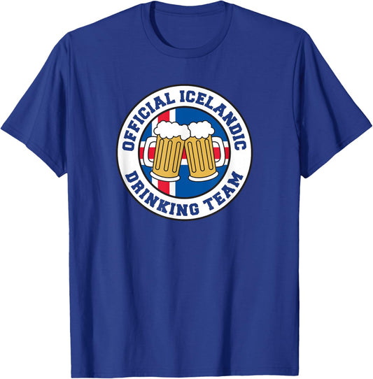 Official Icelandic Drinking Team Flag of Iceland Beer Funny T-Shirt - T-Shirt | Royal