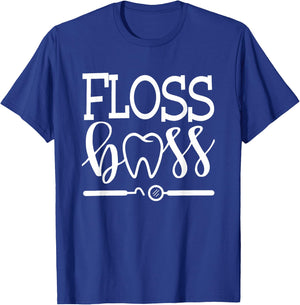 Floss Boss Dentist, Dental Hygienist & Assistant Gift T-Shirt - T-Shirt | Royal