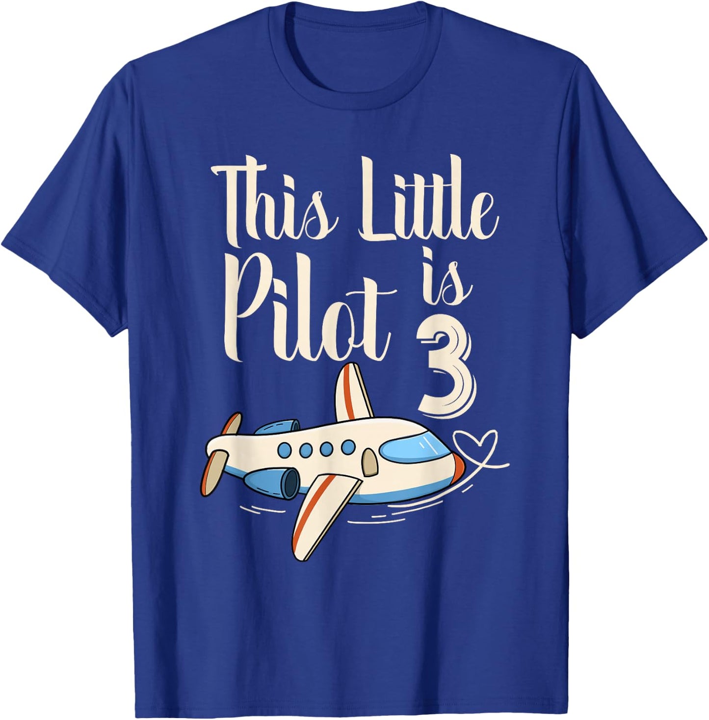 Kids 3 Year Old Boy Girl Airplane Pilot 3rd Birthday Party T-Shirt - T-Shirt | Royal