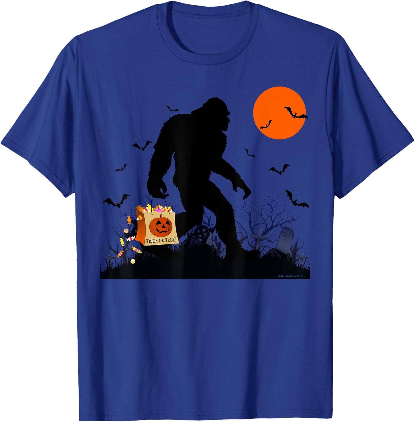 Funny Halloween Bigfoot Trick or Treating - Bigfoot T-Shirt - T-Shirt | Royal