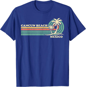 Vintage Retro Summer Vacation Mexico Cancun Beach T-Shirt - T-Shirt | Royal