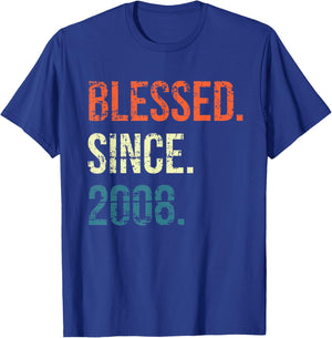Blessed Since 2008 13th Birthday Gifts Vintage T-Shirt - T-Shirt | Royal
