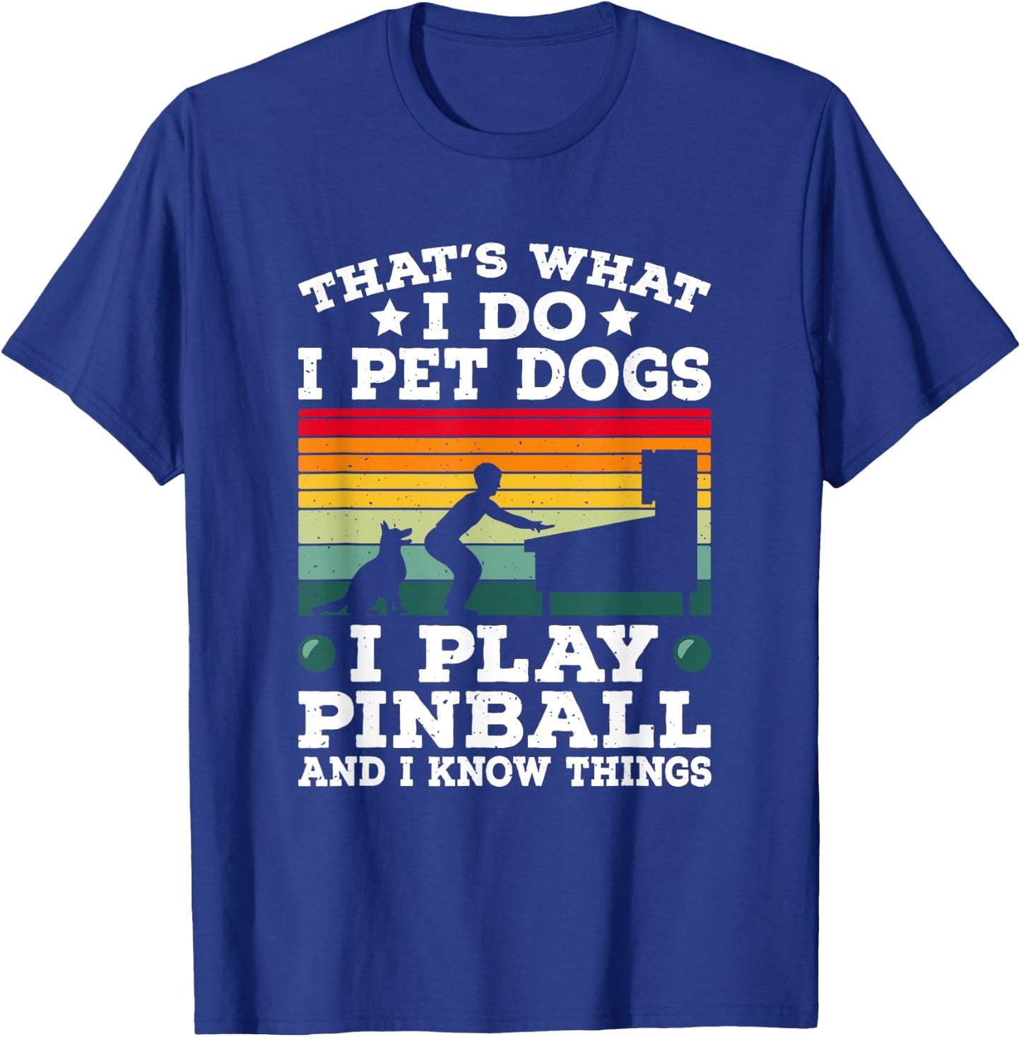 Retro Arcade Game Machine Gamer Pet Dogs Play Pinball T-Shirt - T-Shirt | Royal