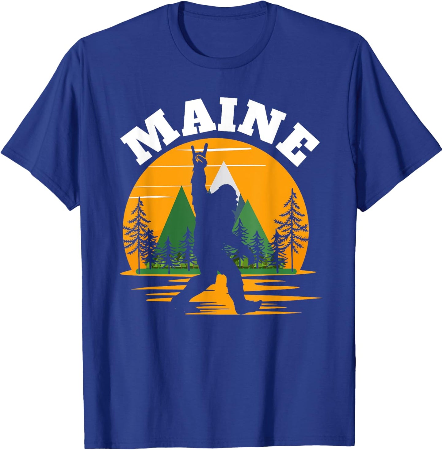 Maine US State Bigfoot Sasquatch T-Shirt - T-Shirt | Royal