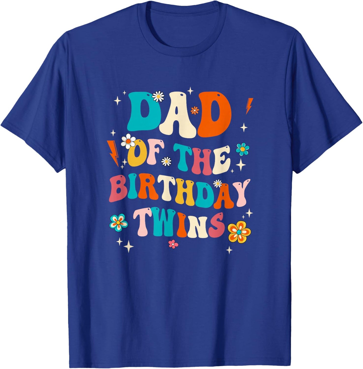 Dad of The Birthday Twins Boys Girls Party Retro Bday T-Shirt - T-Shirt | Royal