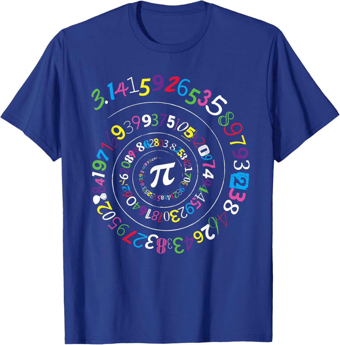 Pi Day Shirt Spiral Pi Color Numbers Teacher Student T-Shirt - T-Shirt | Royal
