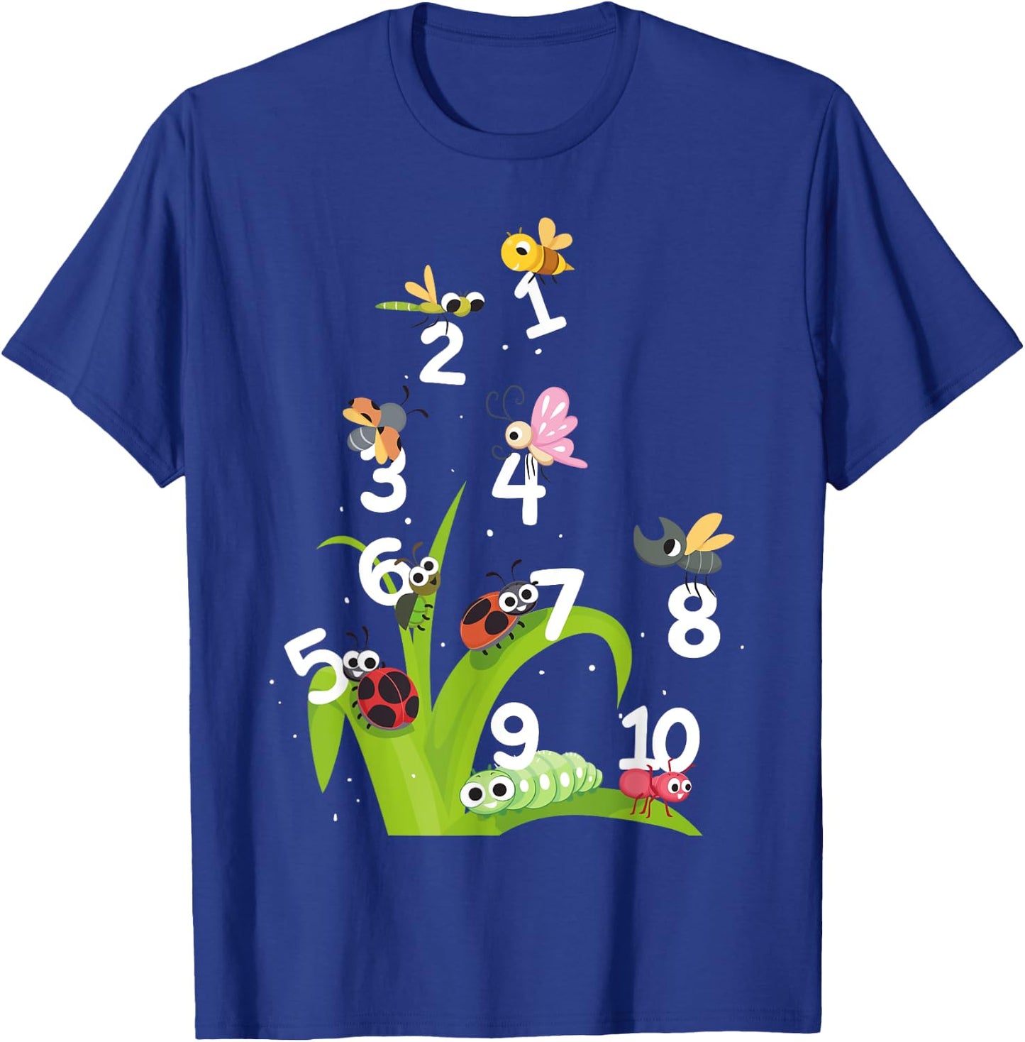 Nursery School Pre K Numbers and Insects Teachers Kids T-Shirt - T-Shirt | Royal