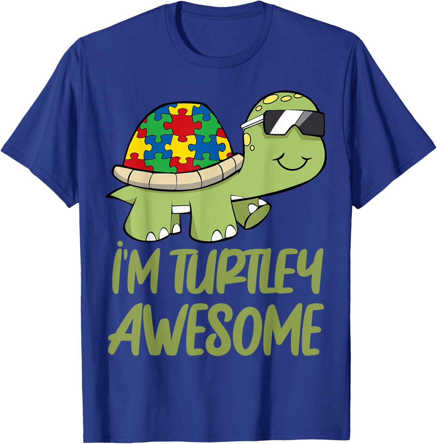 Turtle Awesome Autism Awareness Puzzle Piece T-Shirt - T-Shirt | Royal