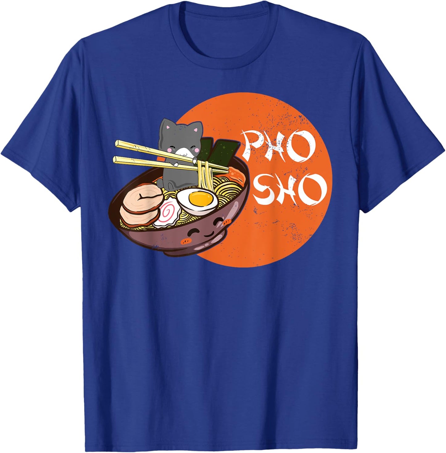 Vintage Kawaii Cat Pho Sho Vietnamese Bowl Ramen Noodle Gift T-Shirt - T-Shirt | Royal