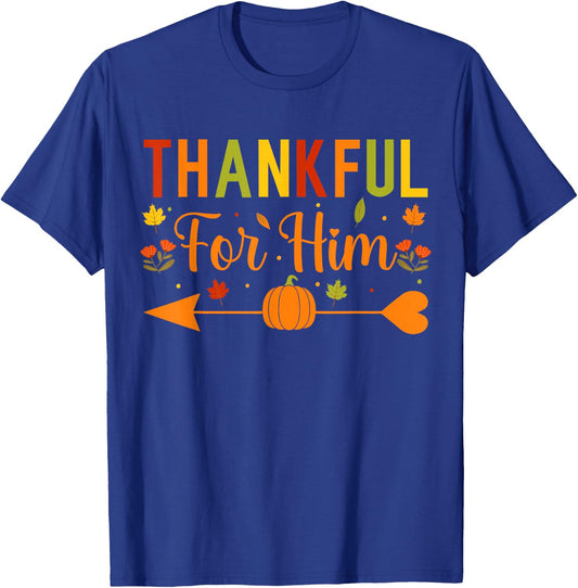Thankful Couples Fall Matching Couple Thanksgiving T-Shirt - T-Shirt | Royal