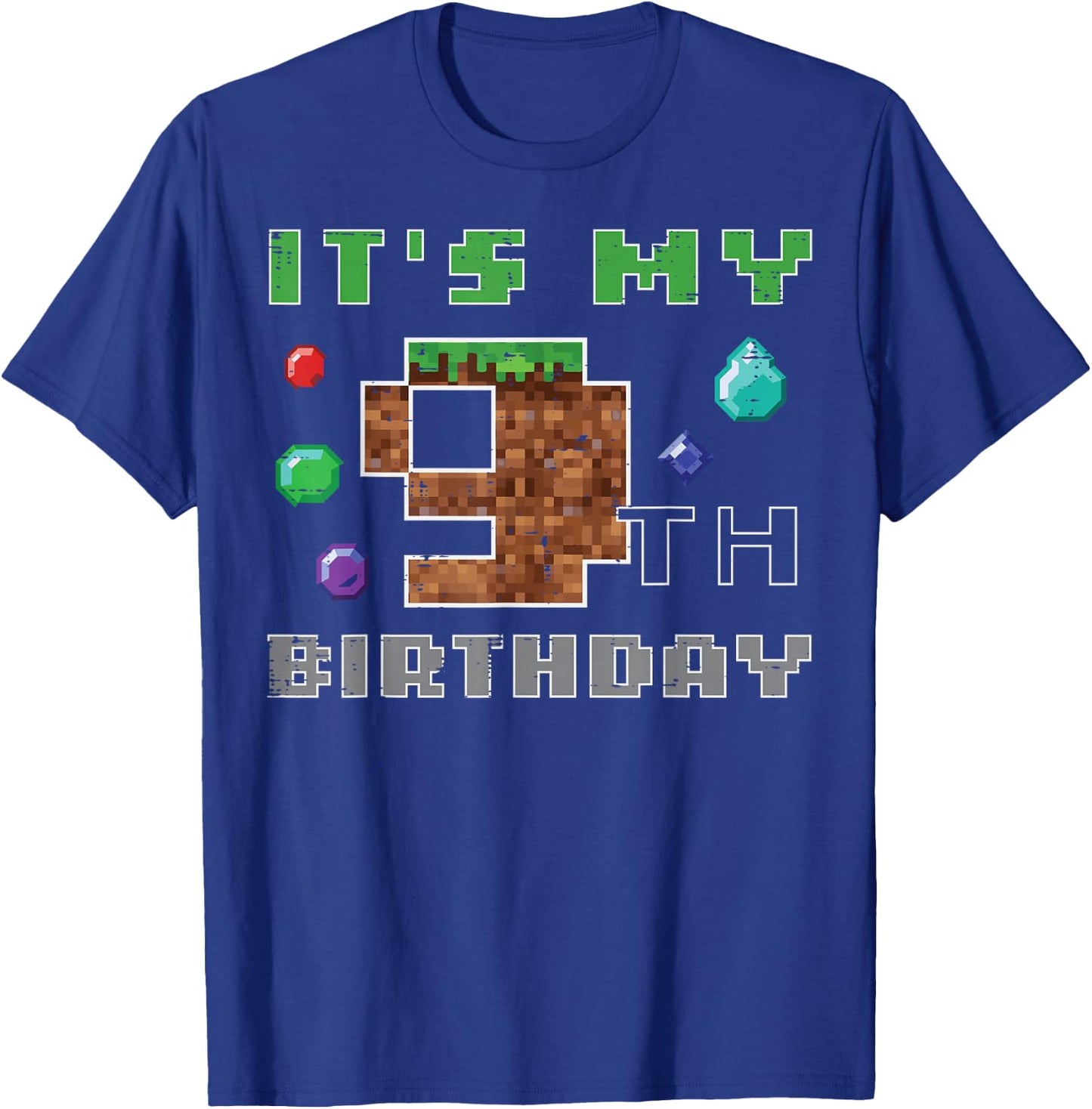 My 9th Birthday Pixel 9 Gamer Video Gaming Boys Kids Youth T-Shirt - T-Shirt | Royal