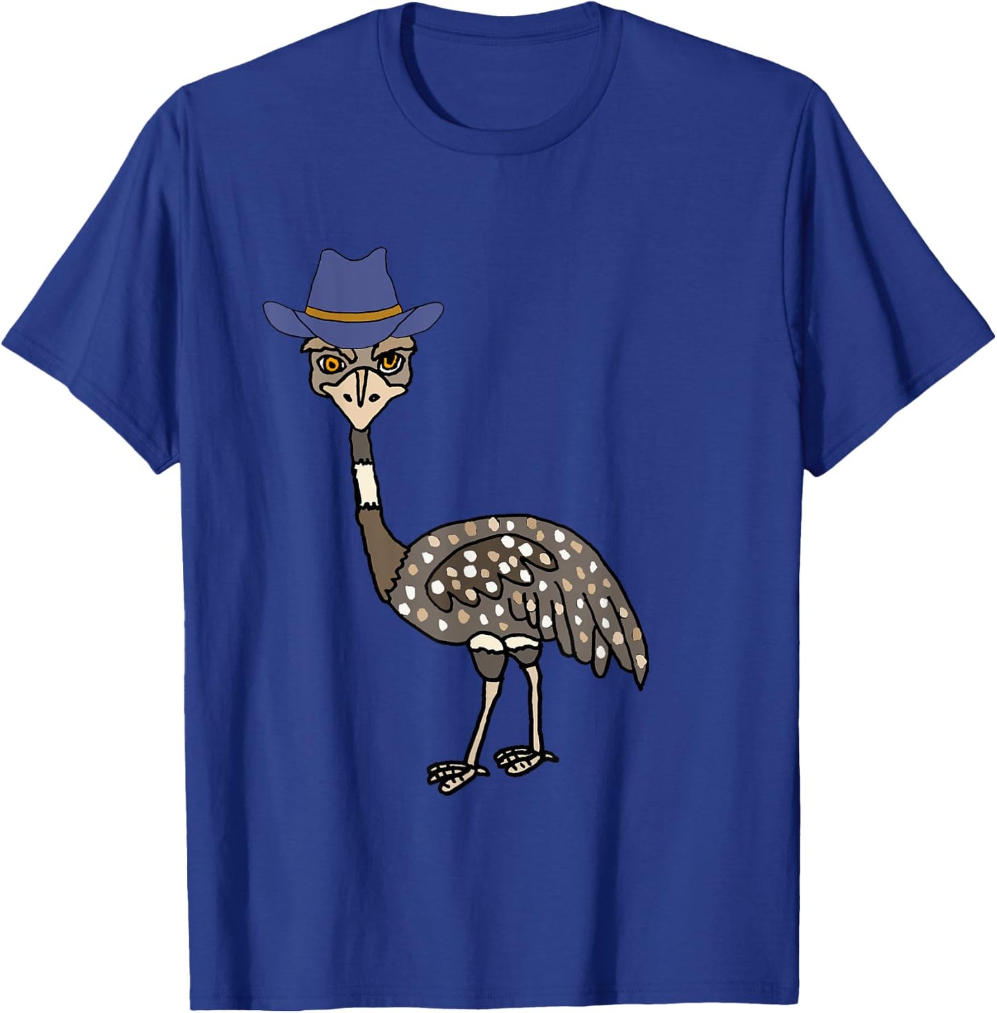 Smileteesanim Funny Emu Bird wearing Cowboy hat Cartoon T-Shirt - T-Shirt | Royal