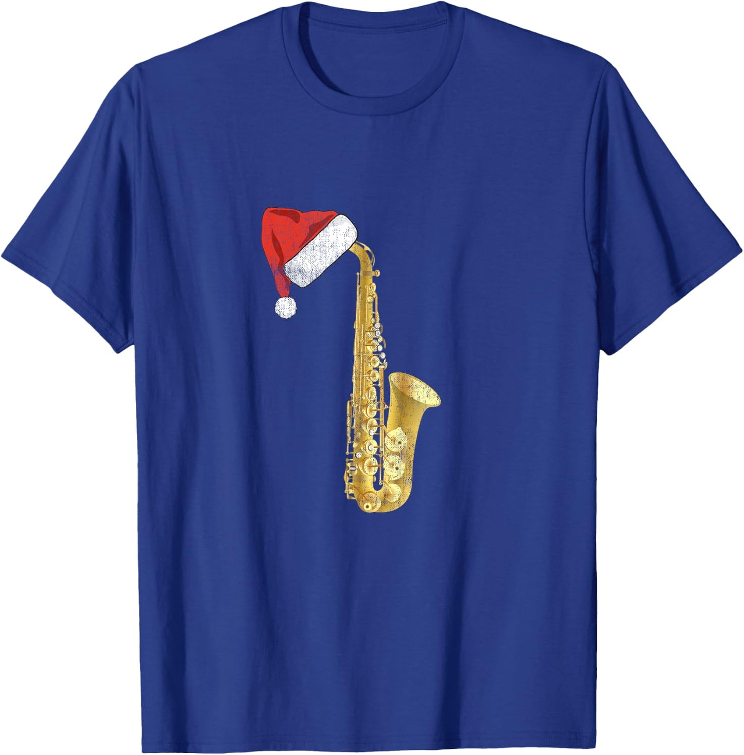 Christmas Saxophone Santa Hat Sax Player Holiday Music T-Shirt - T-Shirt | Royal