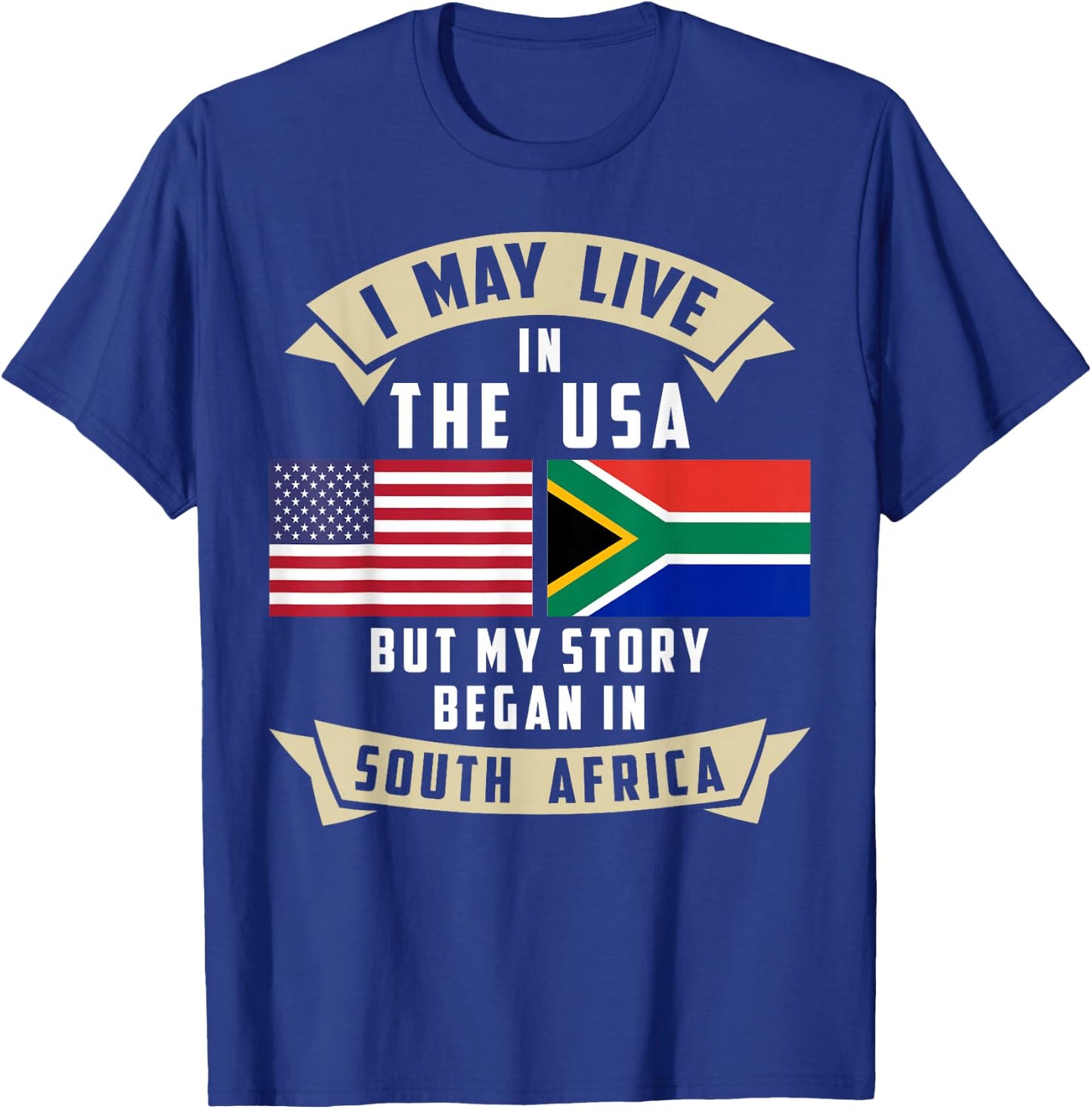 South Africa American Flag USA South African Roots T-Shirt - T-Shirt | Royal