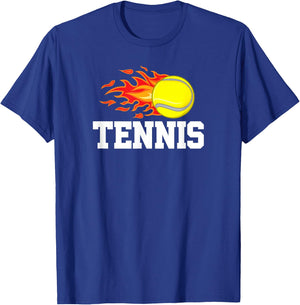 Tennis Ball Flame Tennis Player Design Graphic T-Shirt - T-Shirt | Royal