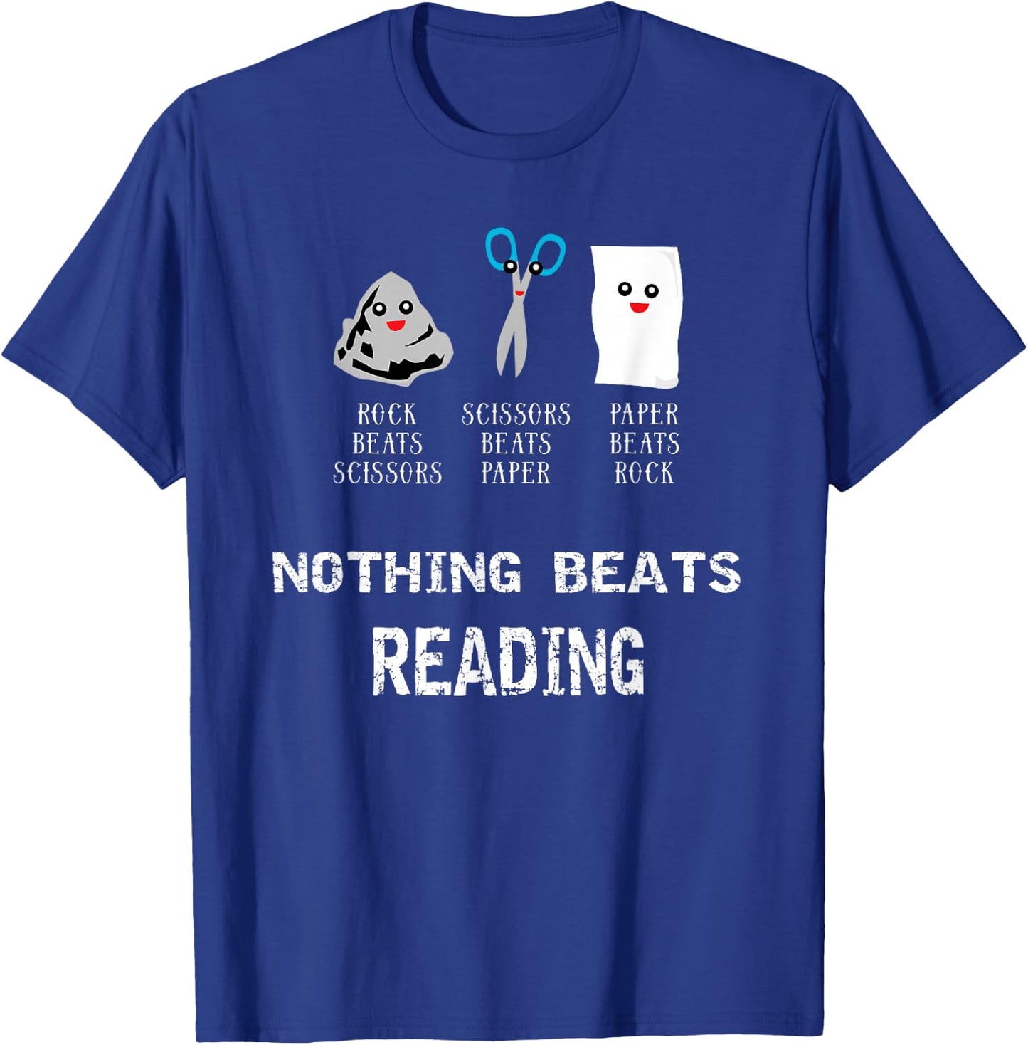 Rock Paper Scissors Reading Cool Hobby Book Lovers Gifts T-Shirt - T-Shirt | Royal