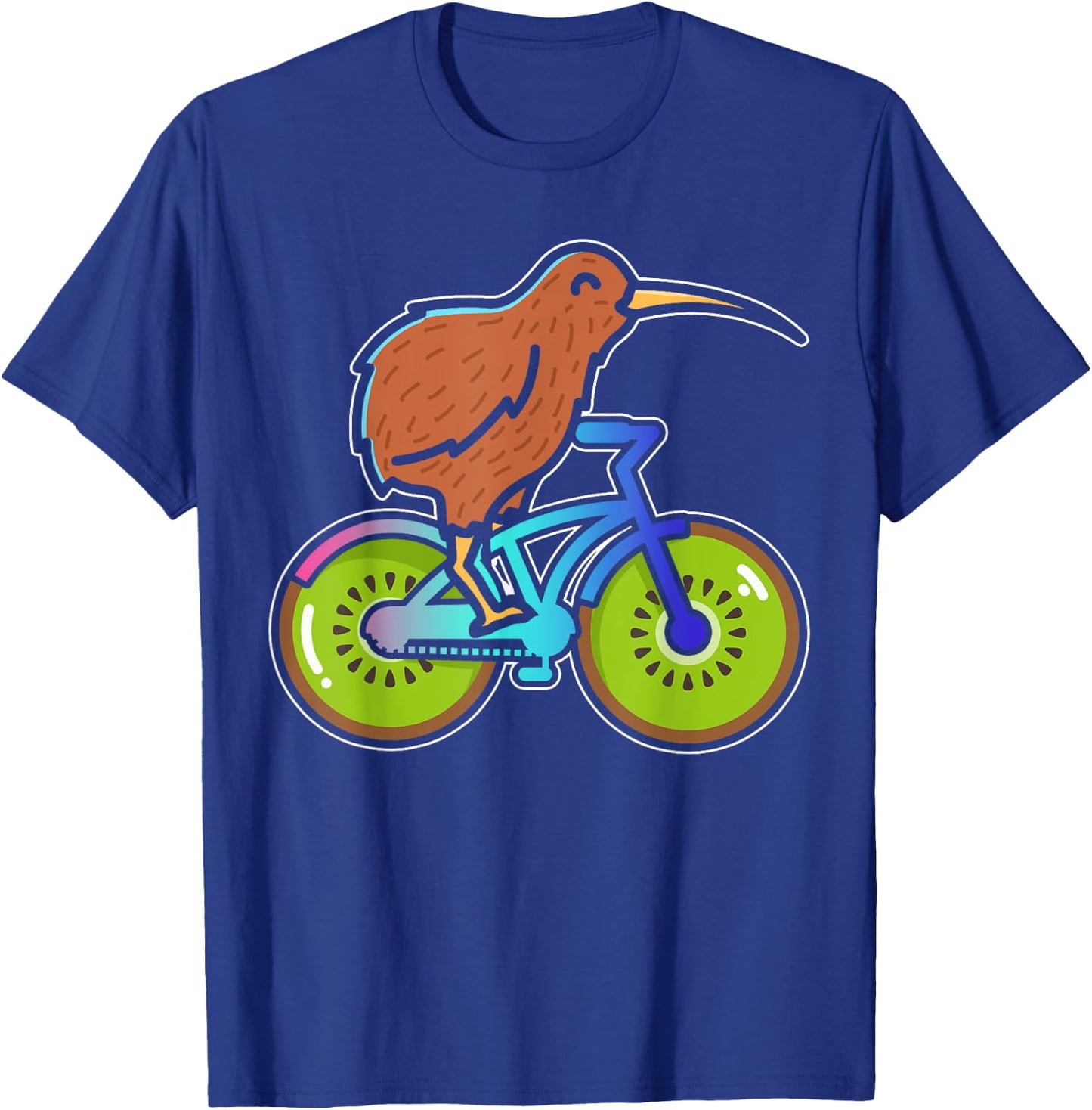 Cycle New Zealand Funny Kiwi on a Bicycle Design Idea design T-Shirt - T-Shirt | Royal