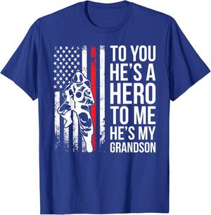 He's My Grandson Grandpa Of A Firefighter Grandpa T-Shirt - T-Shirt | Royal