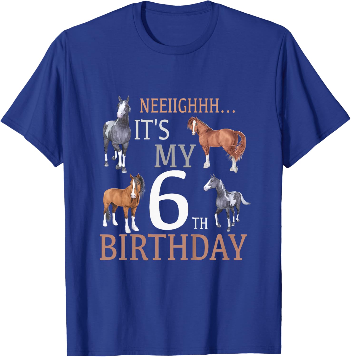 Its My 6th Birthday Shirt Horse Lover 6 Year Old Birthday T-Shirt - T-Shirt | Royal