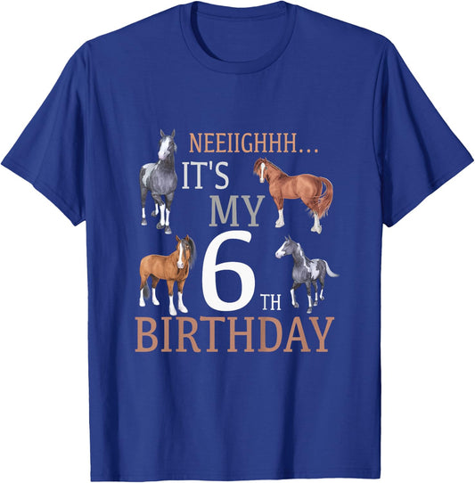 Its My 6th Birthday Shirt Horse Lover 6 Year Old Birthday T-Shirt - T-Shirt | Royal