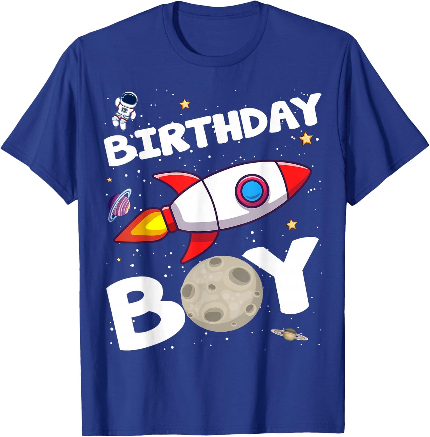 Birthday Boy Astronaut Space Theme Birthday Party Matching T-Shirt - T-Shirt | Royal