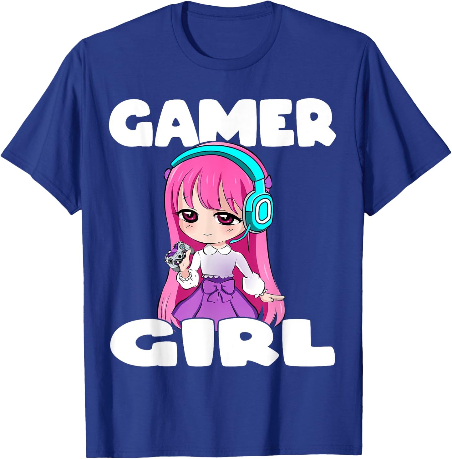 Gamer Girl Anime and Gaming Chibi Graphic Video Games T-Shirt - T-Shirt | Royal