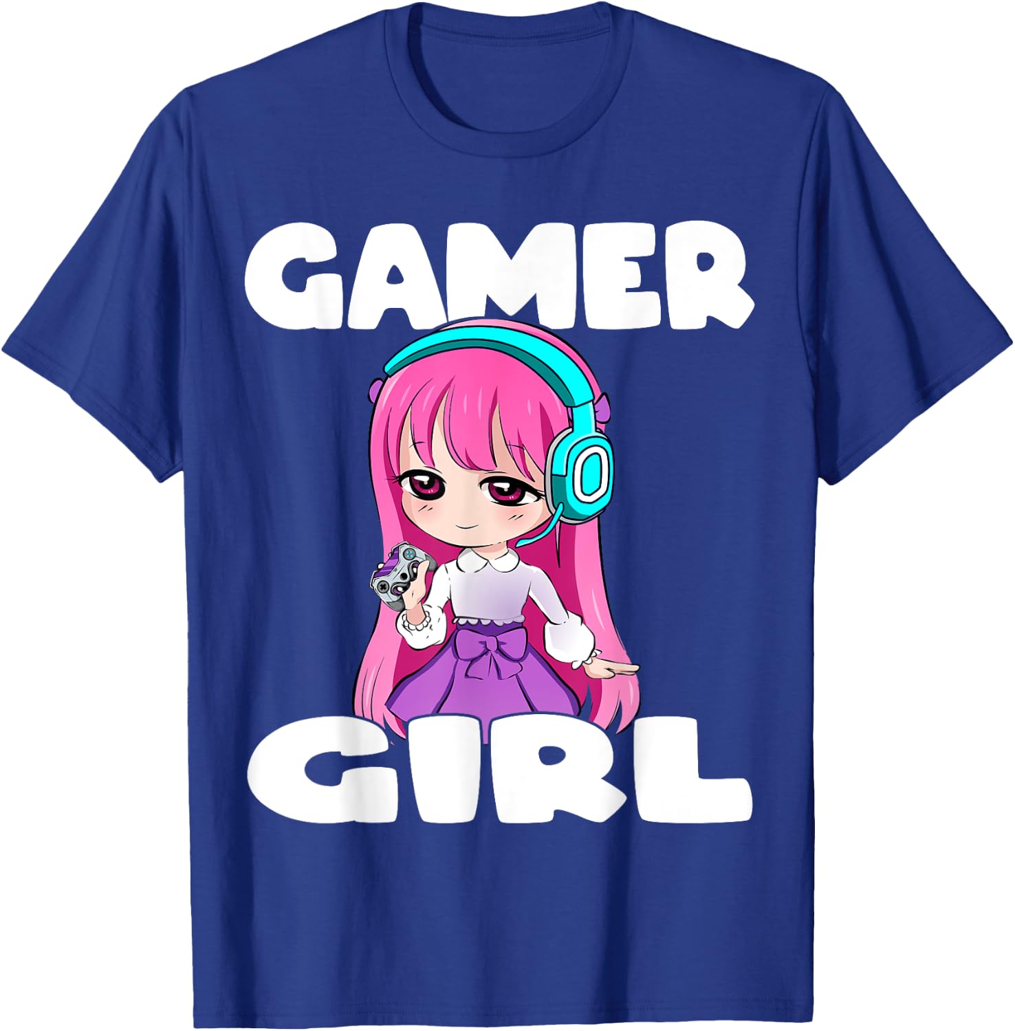 Gamer Girl Anime and Gaming Chibi Graphic Video Games T-Shirt - T-Shirt | Royal
