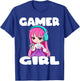 Gamer Girl Anime and Gaming Chibi Graphic Video Games T-Shirt - T-Shirt | Royal