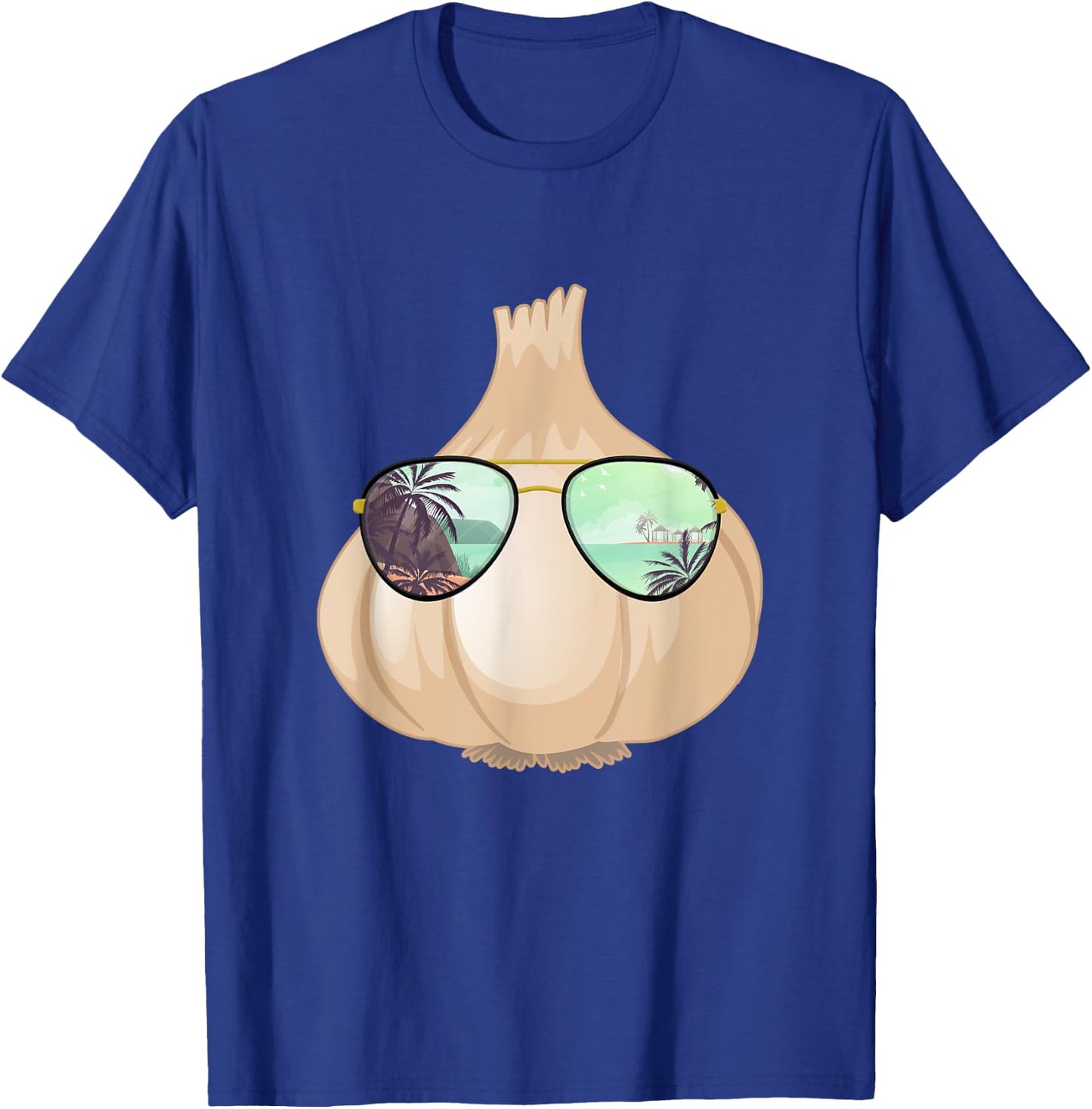 Funny Garlic With Sunglasses Design Vegetable Chef T-Shirt - T-Shirt | Royal