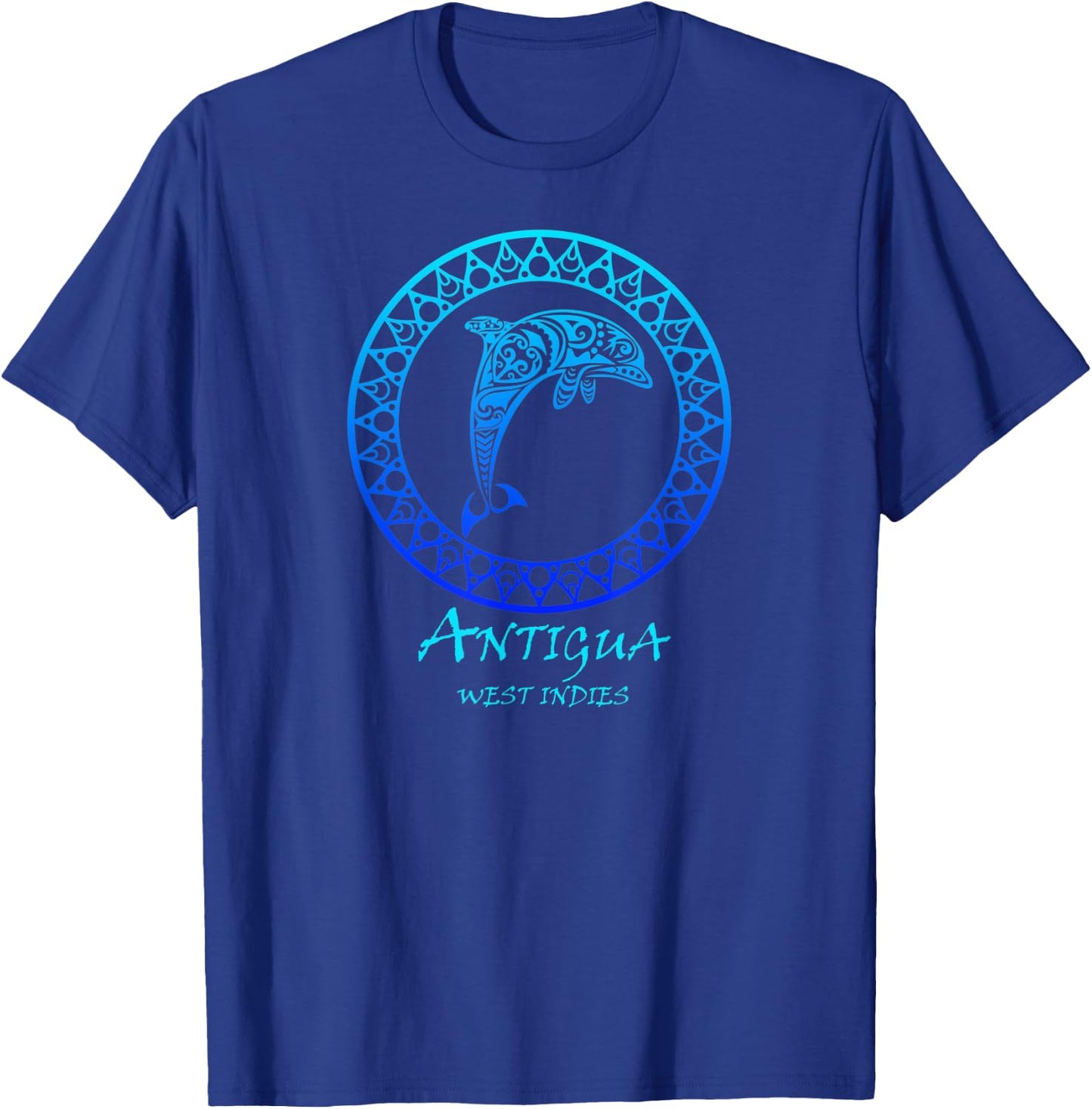 Antigua, West Indies Vintage Retro Tribal Dolphin Vacation T-Shirt - T-Shirt | Royal