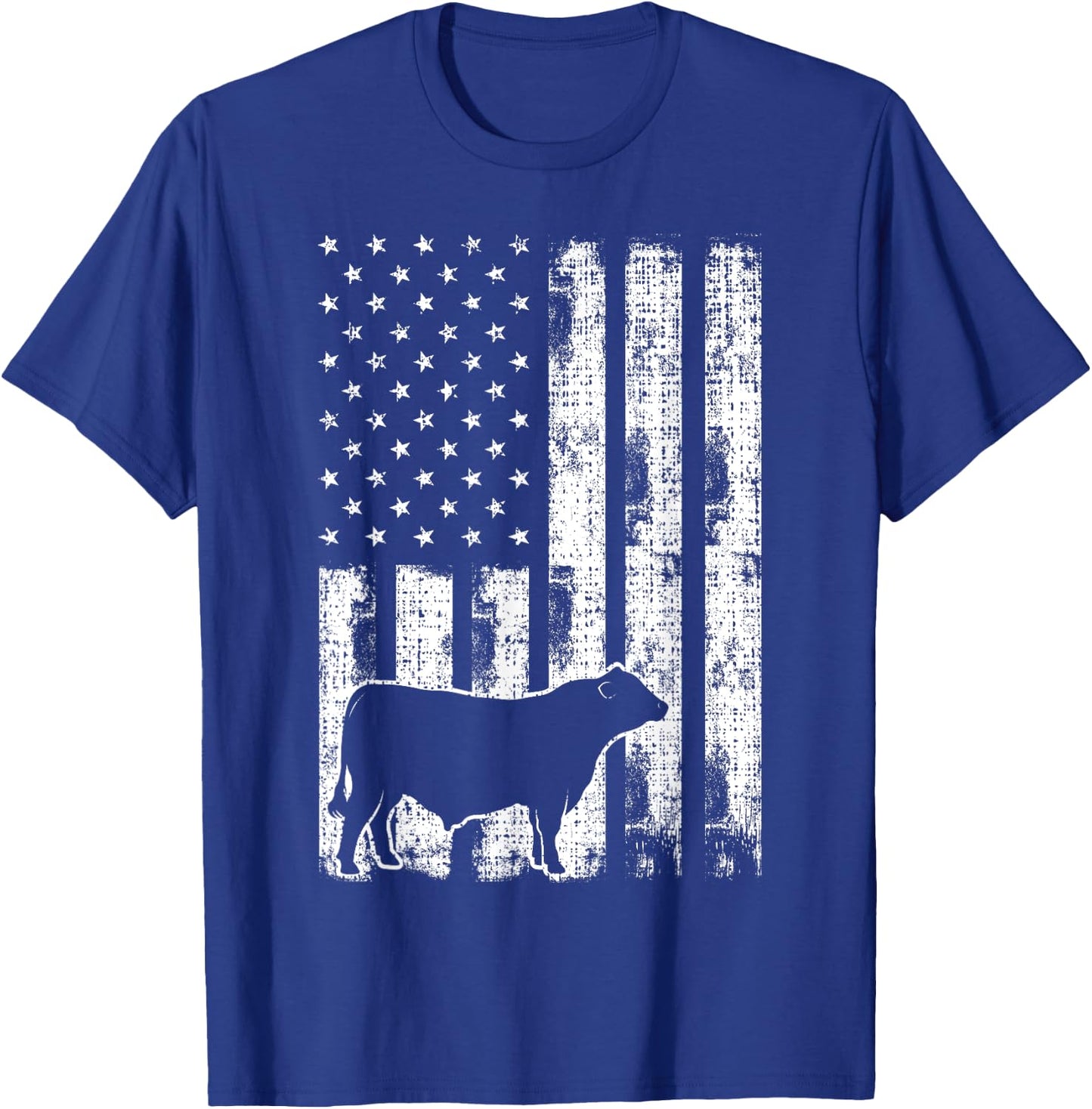 Vintage American Flag - USA Cow Black Angus Rancher T-Shirt - T-Shirt | Royal