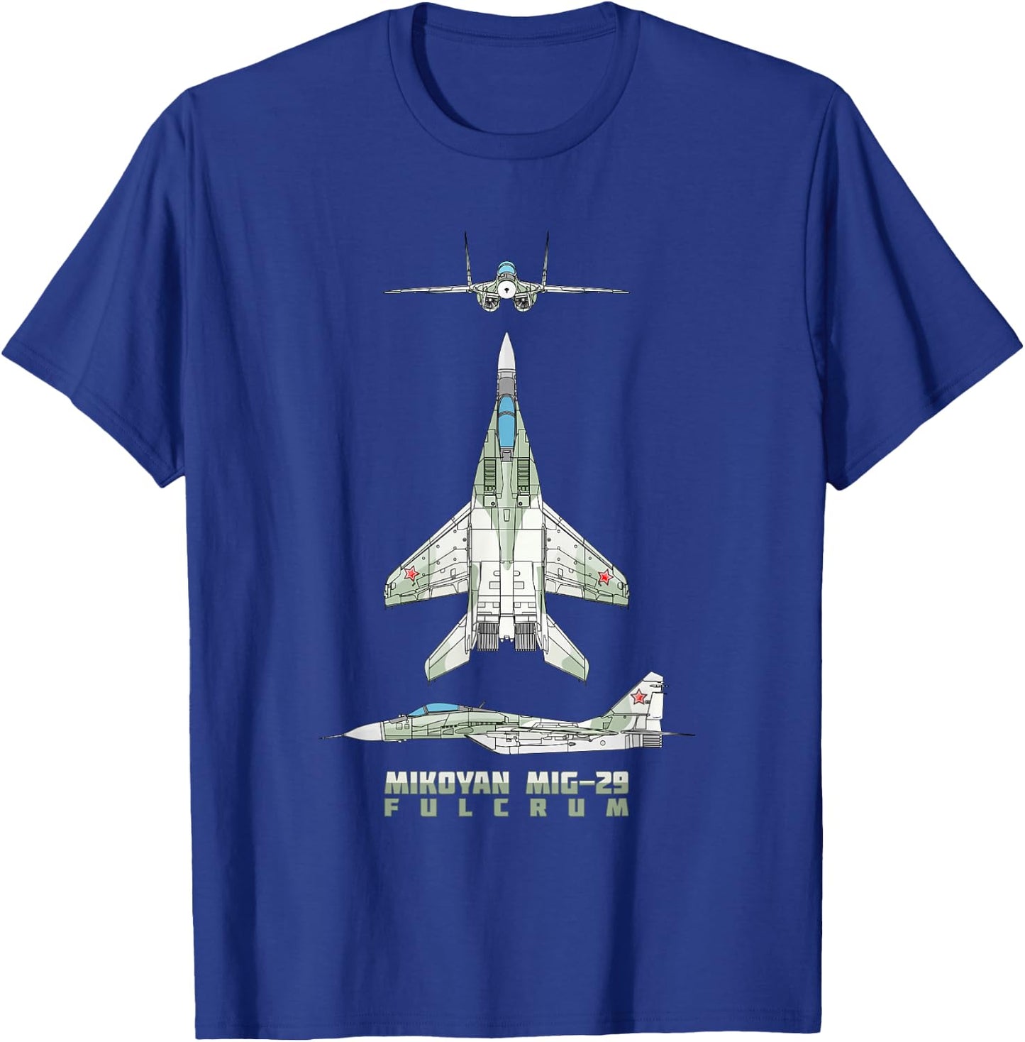 MiG-29 Russian Jet Fighter Plane Diagram T-Shirt - T-Shirt | Royal