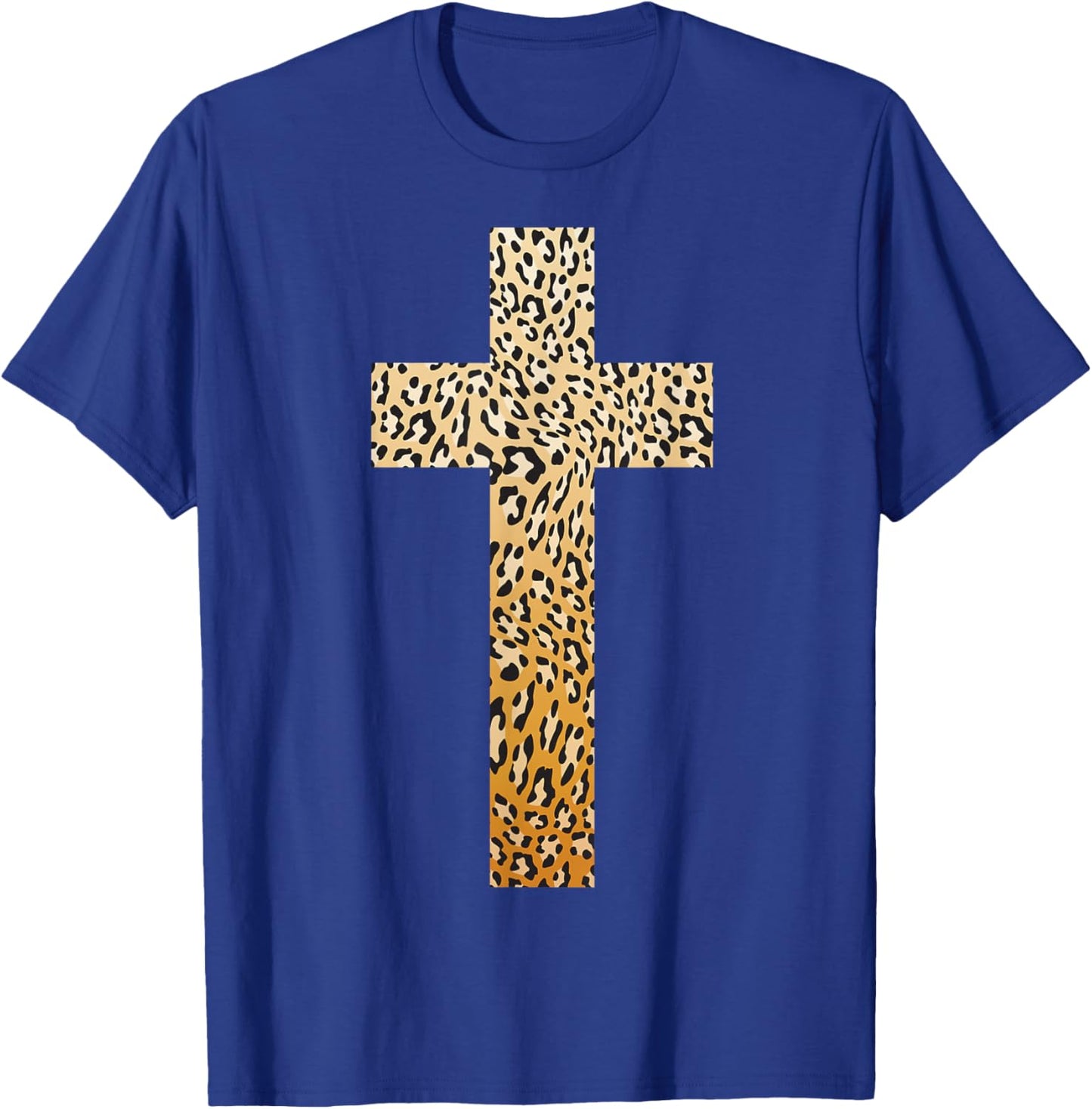 Cute Leopard Print Christian Cross | Funny Panther Love Gift T-Shirt - T-Shirt | Royal