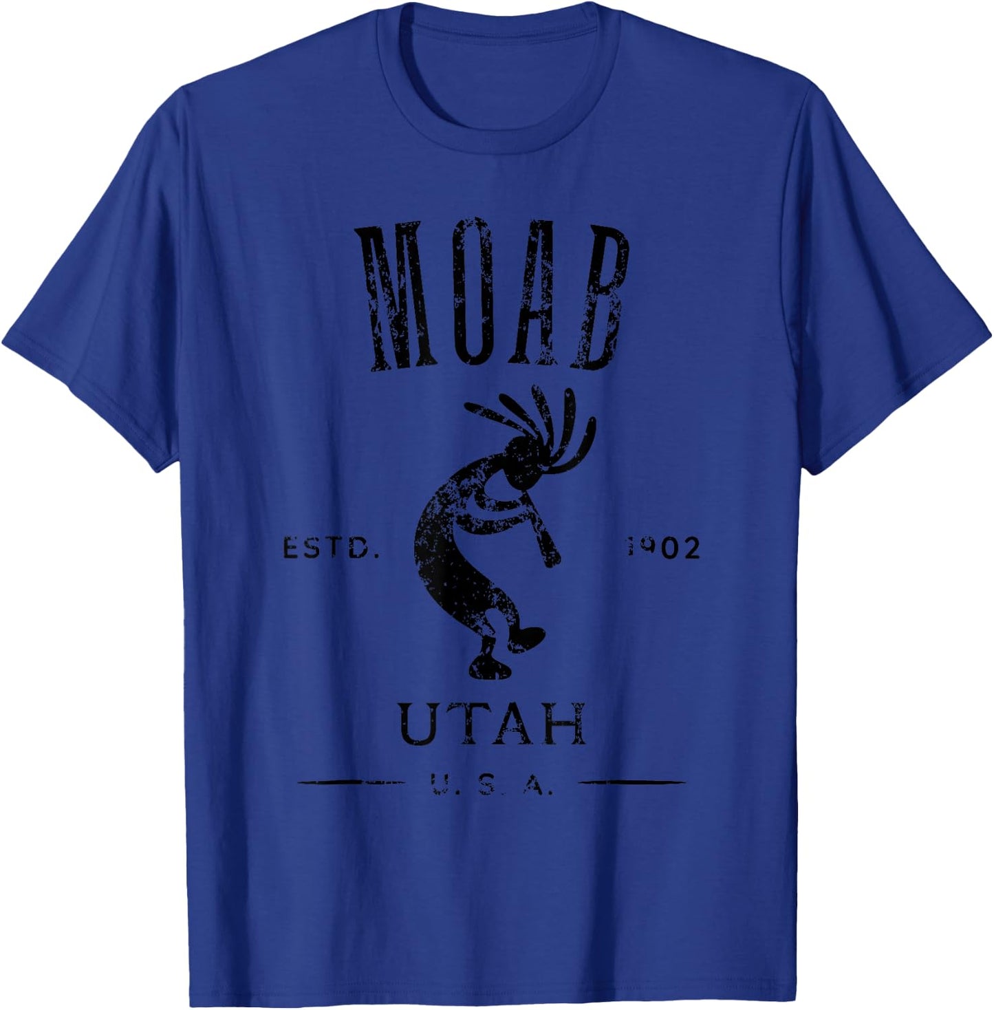 Moab Utah Kokopelli Souvenir Distressed Design T-Shirt - T-Shirt | Royal