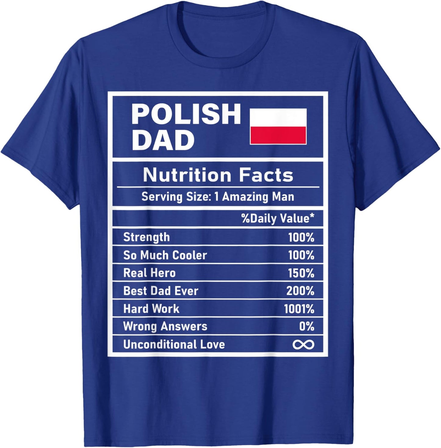 Polish Dad Nutrition Facts Father's Day National Heritage T-Shirt - T-Shirt | Royal
