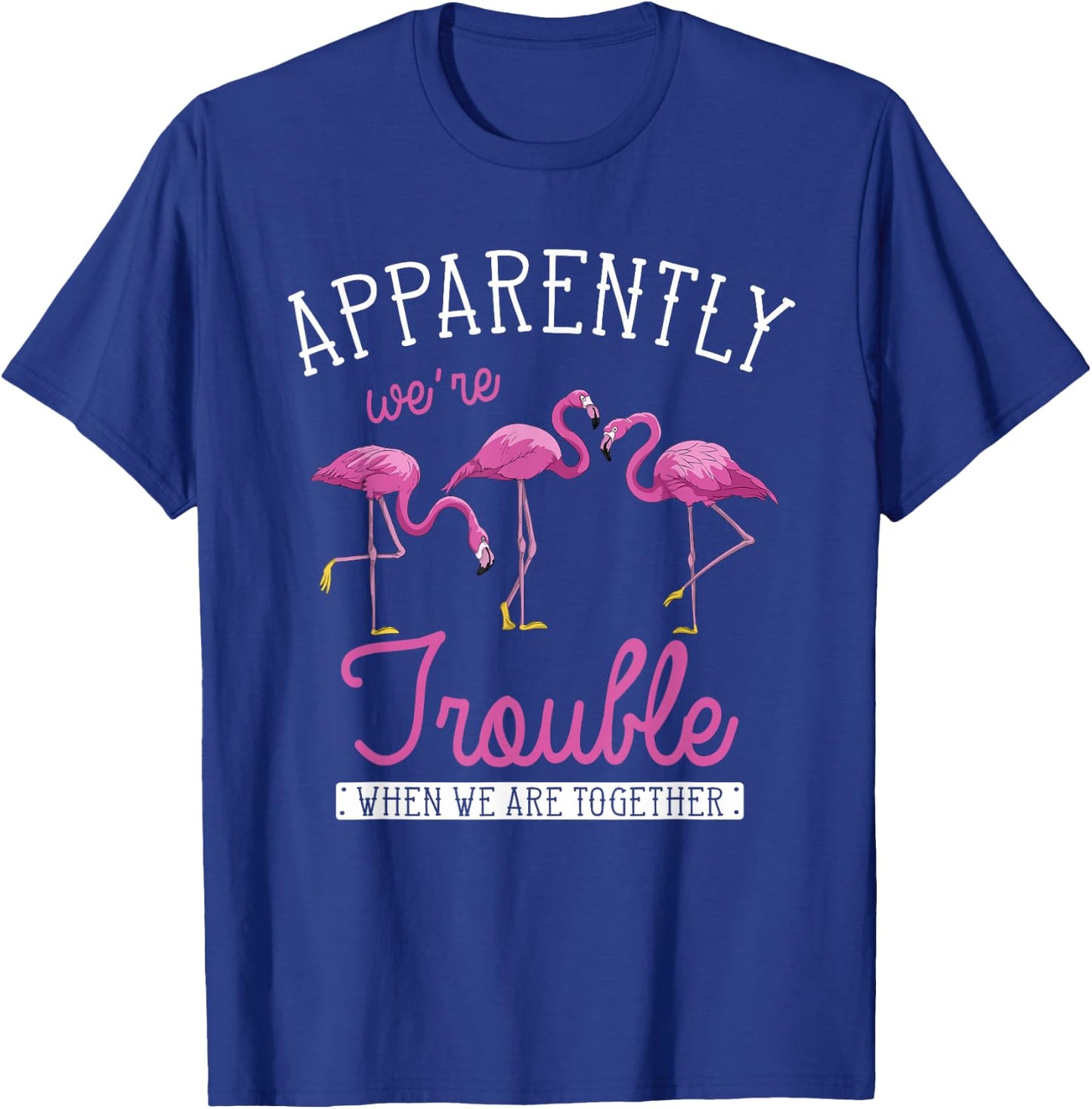 Apparently Were Trouble When We Are Together Funny Flamingo T-Shirt - T-Shirt | Royal